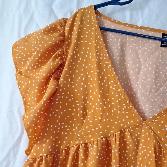 3/$20--SHEIN Boho Midi Dress Polka Dot With Ruffles, Burnt Orange, Sz 18, NWOT - Picture 5 of 12